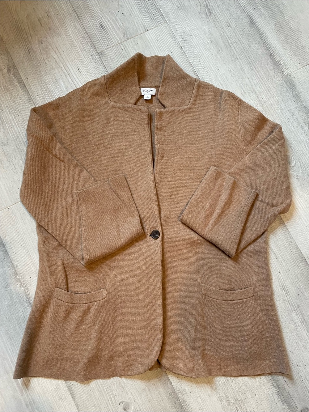 J. Crew Women's Camel Brown Single-Button Sweater Blazer